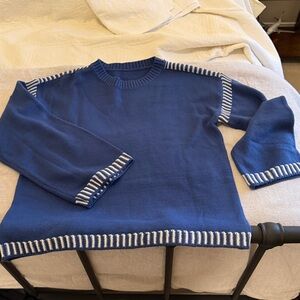Blue contrast stitch sweater in Blue- size L NWT